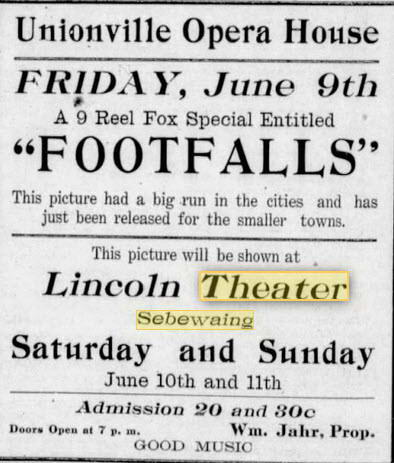 Lincoln Theatre - June 9 1922 Ad